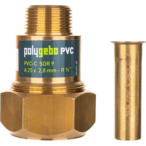 polygebo Messing-KLV Serie 331 (PVC) Typ MAP 20x2,3mm - 1/2'', PVC-C