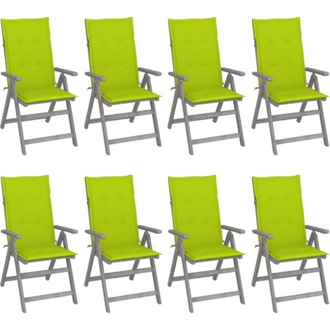 Verstellbare Gartenstühle mit Auflagen 8 Stk. Grau Akazienholz vidaXL (1/5)