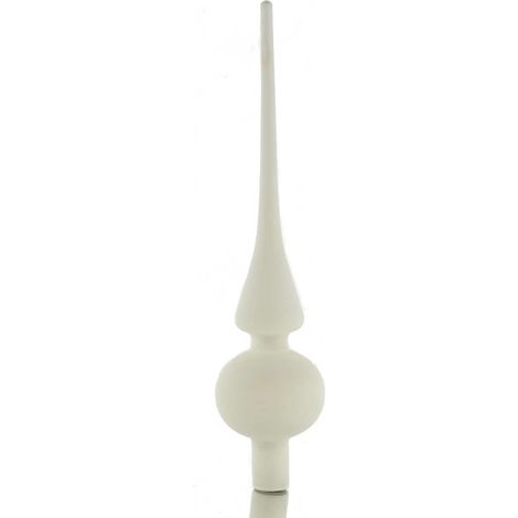 Kaemingk – Cimier de sapin de Noël en verre, blanc laine mat – Ø 6 cm, hauteur 26 cm (1/3)