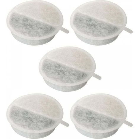 5X Filtre Fontaine Eau Chat Rond Résine Charbon Actif 4 Couches Filtration Mousse Chien Animal Universel, 65mm (1/5)