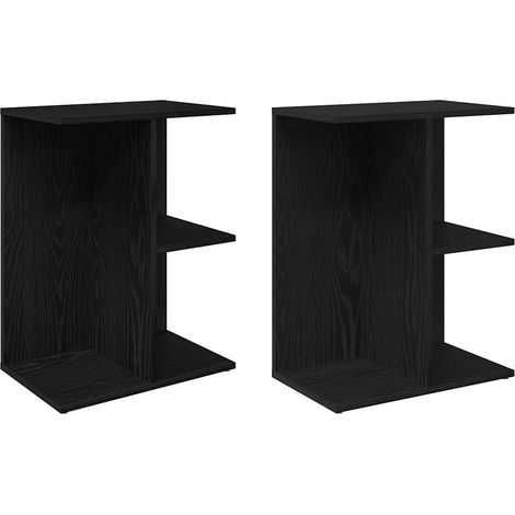 Maison Exclusive - Comodini 2 pz Rovere Nero 46,5x29x61 cm in Legno Multistrato