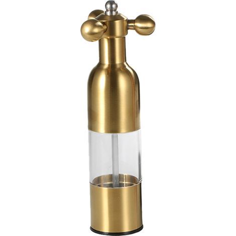 Salz- und Pfeffermühle, Küchen-Edelstahl-Pfeffermühlen, handgefertigte, verstellbare goldene Trompete (1/5)