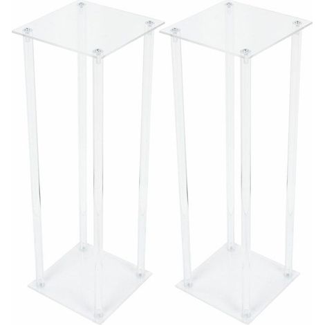 Lot de 2 vases transparents en forme de colonne, supports à fleurs pour décoration de fête ou de mariage, centres de table (1/5)