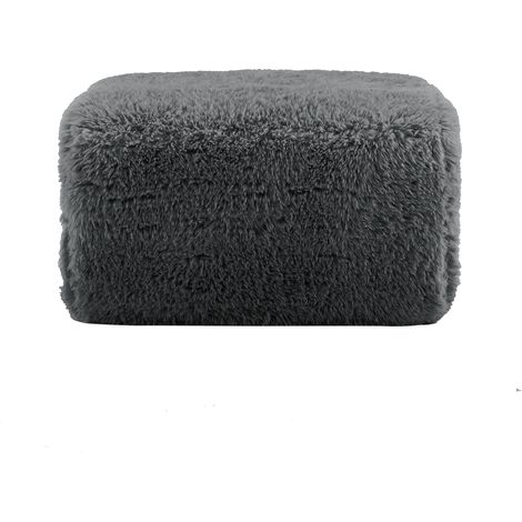 Pouf Aviana en peluche grise (1/5)