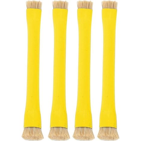Cepillo antiestático, juego de 4 cepillos de limpieza para teléfonos móviles con doble cabezal, cerdas rígidas, antiestático, antideslizante, mango aislado, para limpiar teléfonos móviles (amarillo). (1/5)