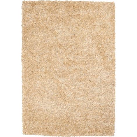 Tapis shaggy 160x230 beige fait main rectangle motif uni GLAMOURA