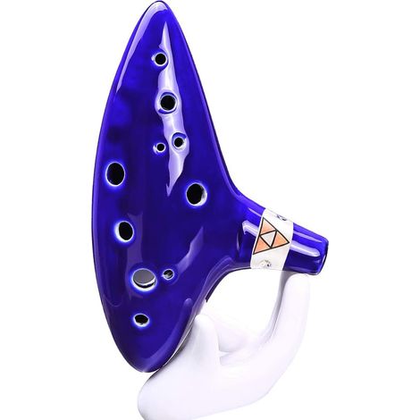 Ocarina à 12 trous de The Legend of Zelda, étui de protection inclus, réplique en céramique, bleu (1/5)