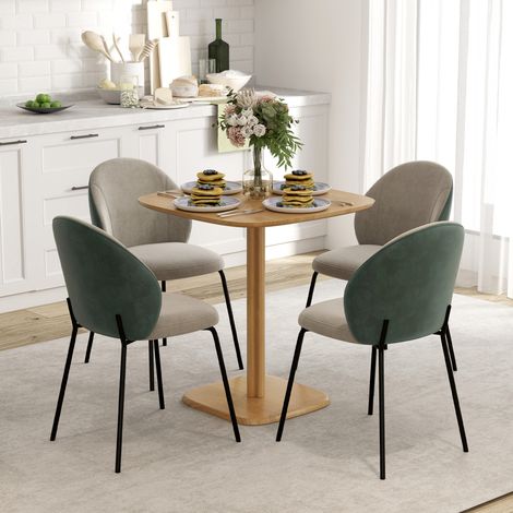 Mesa de comedor para 4 personas, mesa de cocina de estilo moderno con tablero imitación madera, 70 x 70 cm, madera natural. (1/5)