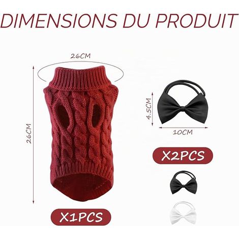 Pet Jumper, Pet Fly, Winter Warm Pet Coat, Turtleneck Jumper, Suitable for Cats and Dogs (S, Red) (1/4)