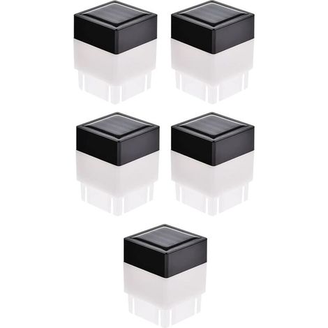 Set mit 5 modernen Solar-Straßenlaternen für den Außenbereich, 5 x 5 cm, für Zaun, Terrasse, Gartendekoration (weiß) (1/5)