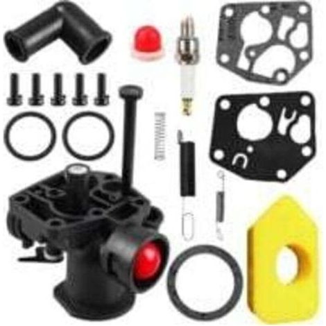 Kit carburateur pour tondeuse à gazon Briggs & Stratton 499809 498809A 494406 , XU,et filtre à air 698369 Ressort de régulateur 691859 692211 Membrane 795083 495770 (1/4)