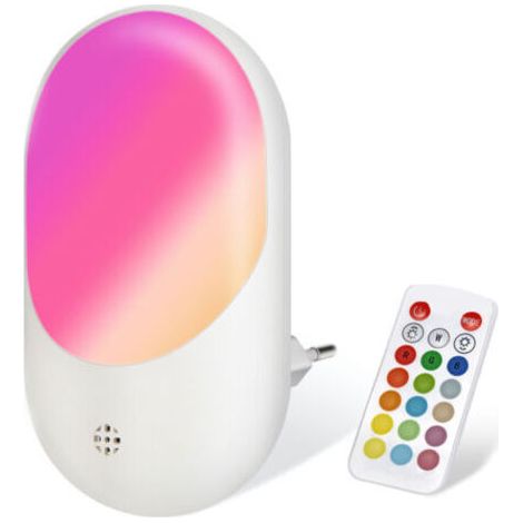 FENOPLASTICAVeilleuse LED à brancher - 16 couleurs RVB, livrée avec télécommande, offre un éclairage doux, convient aux cuisines, couloirs et escaliers, pratique et élégante. (1/5)