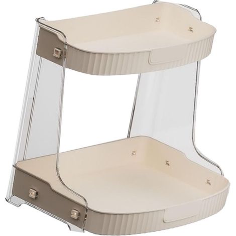Organisateur de maquillage PET grande capacité, présentoir de bureau multifonctionnel pour cosmétiques, salle de bain, coiffeuse, rangement pour produits de soin de la peau et bijoux, double couche (1/5)