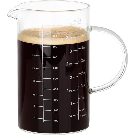 Verre doseur 1 l, verre borosilicate avec bec verseur pour cuisine (1/5)