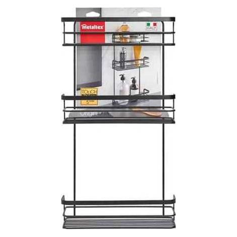 Estante baño 3 niveles origin lava negro 26x10x48 METALTEX