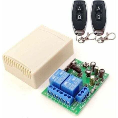 DieseRC Funkfernbedienung 433 MHz, 2 Kanäle, 220 V Wechselstrom mit Empfängerrelais und 2 Fernbedienungen für Garagentor, Rollladen, Beleuchtung, Pumpen, INHHUB (1/4)