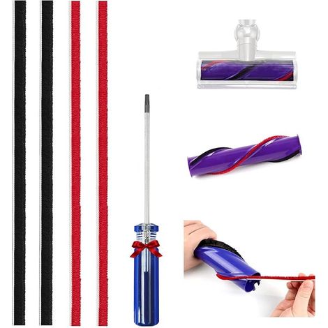 Lot de 4 Bandes en Peluche de Rechange aspirateur pour Dyson Original V8 V10 V11 à entraînement Direct avec Tournevis (1/5)