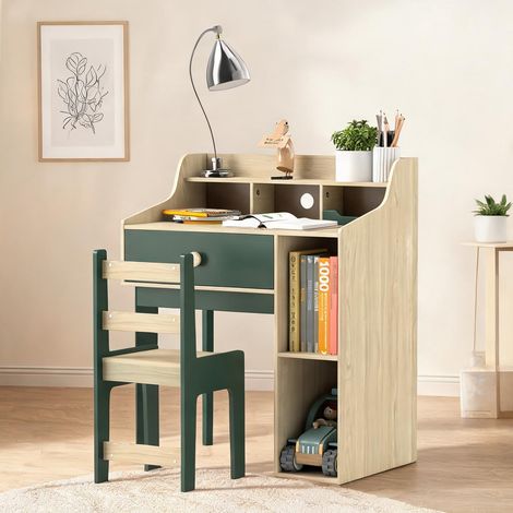 Ensemble table et chaises enfant vert en MDF 80,4 x 50 x 96 cm (1/5)