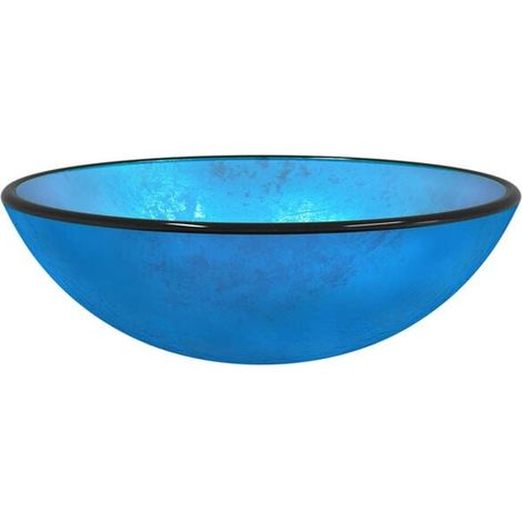 Vasque en verre trempé, 42 x 14 cm, bleue