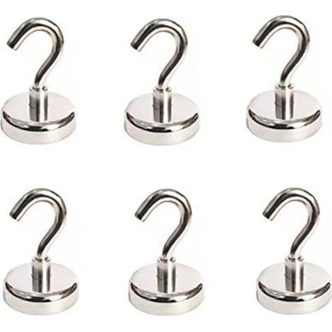 6 ganchos magnéticos de neodimio extra fuertes de 8 kg, ganchos magnéticos de alta resistencia, imanes para refrigerador, gancho de crucero de alta resistencia para techo, colgador magnético pequeño (1/5)