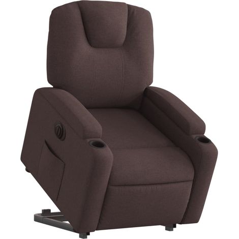 Poltrona relax TV con comodissima funzione di sollevamento elettrico in tessuto testa di moro DEC028409