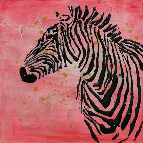Quadro dipinto a olio su tela Zebra pop art 70x70 cm — fatto a mano (1/4)
