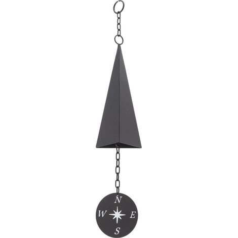 Campanello a vento triangolare in ferro – unico per esterni – portico, giardino, prato – campanello, boa (1/5)