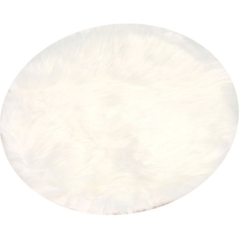 Tappeto decorativo in finta pelle di pecora, 30 x cm, morbido a pelo lungo, per sedia, divano (rotondo, bianco) (1/4)