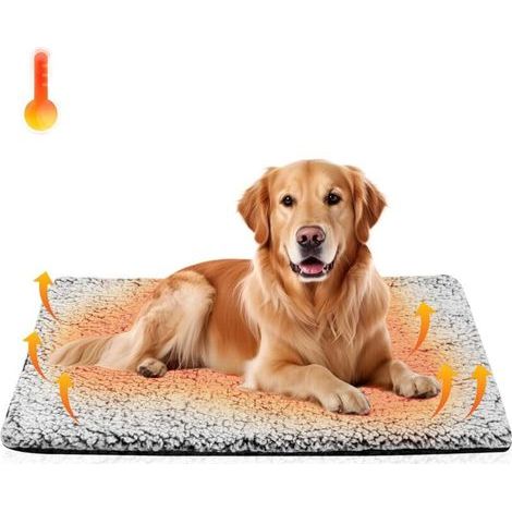 Tapis Chauffant Auto Chauffant Animaux Cage Chien Ultra Doux Chaud Lavable Antidérapant Chenil Intérieur Extérieur 45x60cm (1/4)