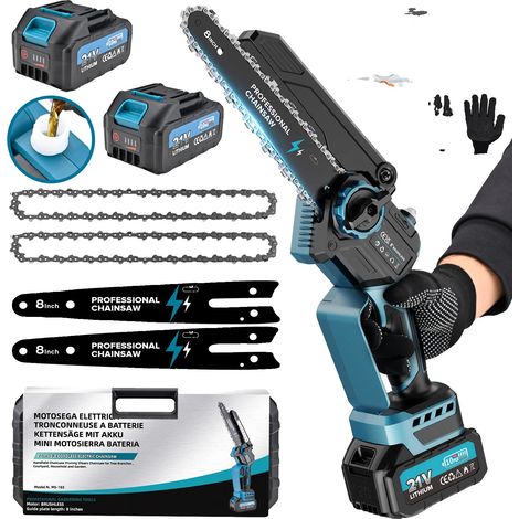 Tronçonneuse, batterie 8000mAh, design léger, Bleu, 8 pouces, deux batteries (1/5)