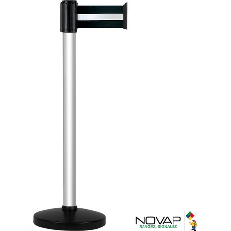 Poteau Alu Anodisé à sangle Noir/Argent 3m x 100mm sur socle portable - 2700009 (1/3)