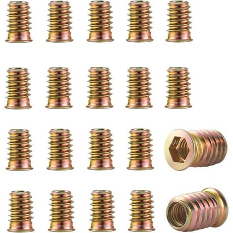 40 Pièces Insert Fileté Bois M8 x 15mm,Inserts d'écrou, Écrou hexagonal fileté en alliage de zinc,écrous à visser,Manchons à Visser,Écrou à Tête pour meubles en bois (1/4)