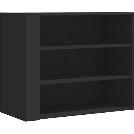 Armoire murale noire moderne pratique rangement 75 x 35 x 60 cm en bois d'ingénierie noir (1/5)
