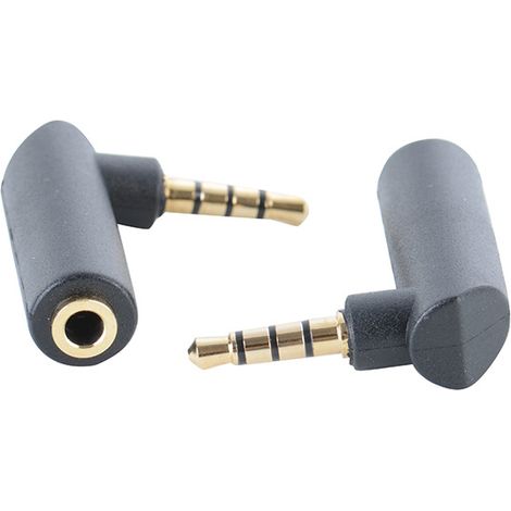Gold-plated 3.5mm male to female dual-channel extension adapter with 4-section L-shaped headphone audio converter (1/5)