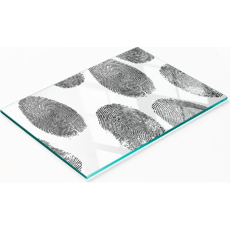 Tabla de cocina de vidrio templado con gráficos decorativos de huellas dactilares, 80x52 cm. (1/5)