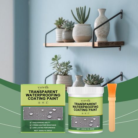 Revêtement transparent et imperméable pour salles de bains, balcons et toitures (sans dépose du carrelage), adapté à de nombreuses surfaces – 300 g + pinceau -- AKRACING (1/5)