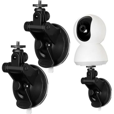 Lot de 2 Supports muraux, Ventouse réglable 180°, Plastique ABS, Charge 10kg, Intérieur Extérieur (1/5)