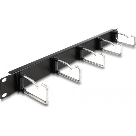 Delock Panel de gestiÃ³n de cables de 19 con 5 ganchos metÃ¡licos 1U negro