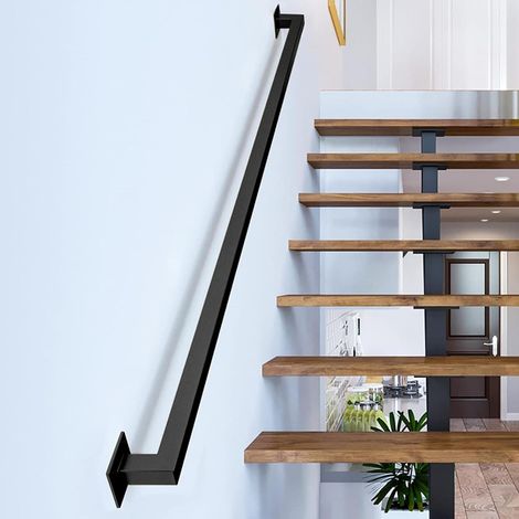 180cm Main Courante Rampes de tuyauterie industrielles for escaliers, Rampe de sécurité Murale, décor de Maison, Rampe, Rampe d'escalier for intérieur extérieur - Noir (1/5)