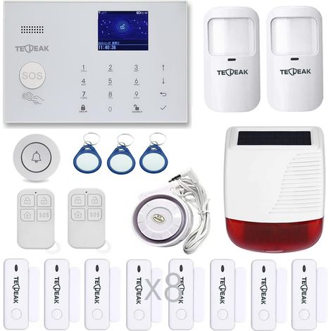 Système d'Alarme GSM/Wi-FI, Sécurité Domestique avec Sirène Extérieure Solaire, Capteurs de Mouvement, Détecteurs de Portes