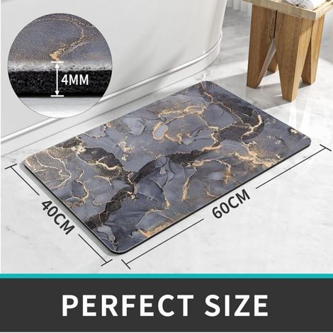 Rutschfeste Badematte 40 x 60 cm, Kieselgur-Badematte, super saugfähig und schnelltrocknend, Badematte für Badezimmertüren, Wohnzimmer, waschbare Badematte (Grau-Lila) (1/5)