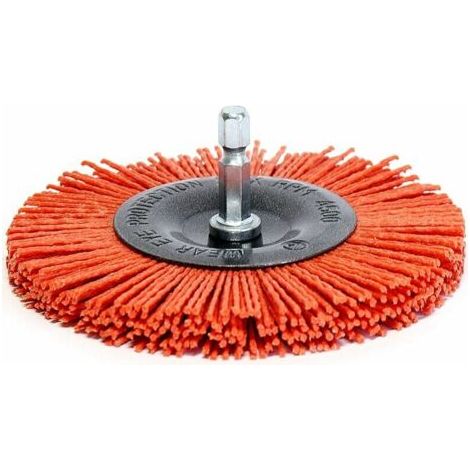 Spazzola circolare in nylon da 100 mm – Per la pulizia di legno e metallo – Attacco esagonale da 1/4" – Grana grossa per finiture precise