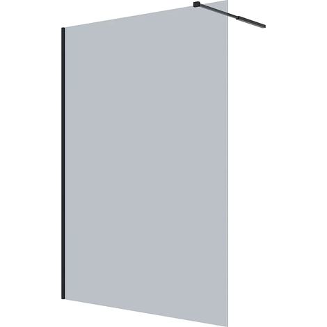 Vente-Unique – Paroi de douche à l'italienne 140x200 cm – Verre trempé 6 mm – Finition fumée – Barre de fixation incluse (1/4)