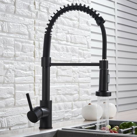 Robinet de cuisine avec ressort de pulvérisation rotatif à 360°, 2 modes de pulvérisation, évier chaud et froid, lavabo, double sortie d'eau rotative, robinet universel anti-éclaboussures (1/5)
