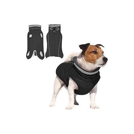 Isolierte Hundejacke mit reflektierendem Fleece, Größe S, schwarz