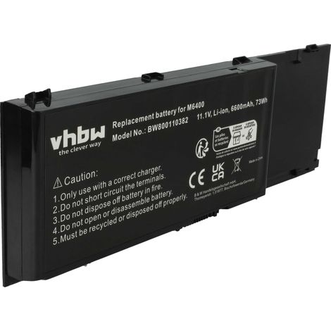 vhbw Akku Ersatz für Dell C565C, 8M039, 5K145, 0KR854, 0DW554, 05K145, 3M190, 312-0873, 312-0868, 312-0747 für Notebook (6600 mAh, 11,1 V, Li-Ion) (1/5)