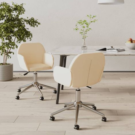 Esszimmerstühle 2 Stk. Drehbar Creme Stoff (1/5)