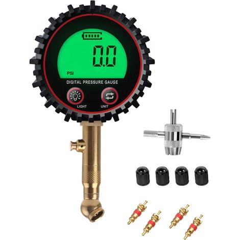 Manomètre numérique amélioré pour pneus, embout de gonflage et accessoires pour compresseur, écran LCD, puissant projecteur LED, 255 PSI