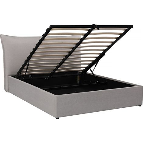 Cama doble con almacenaje "Megeve" 160 x 200 cm - Gris