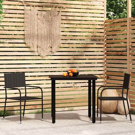 vidaXL Juego de comedor para jardín 3 piezas negro (1/5)